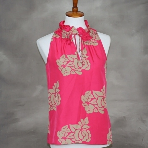 Club Monaco Tops - Club Monaco 100% silk blouse in hot pink floral. Luxurious!!